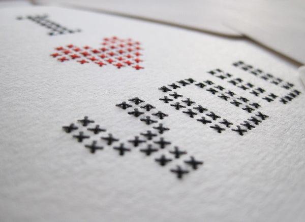 Embroidered "I <3 You" Card