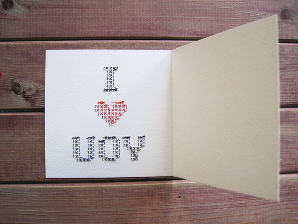 Embroidered "I <3 You" Card