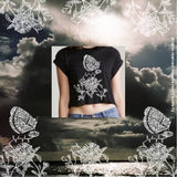 Black Top with a Butterfly and Flowers