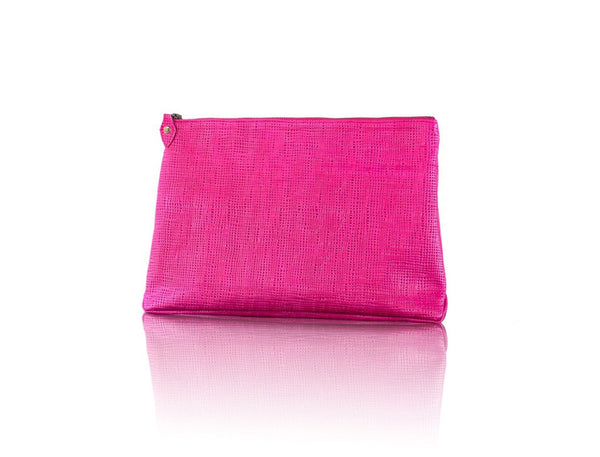 14 Avril - Large Clutch Bag (Raffia Fuchsia)