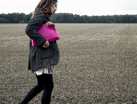 14 Avril - Large Clutch Bag (Raffia Fuchsia)