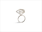 3D diamond ring silver 