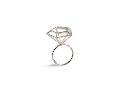 3D Diamond Ring Silver