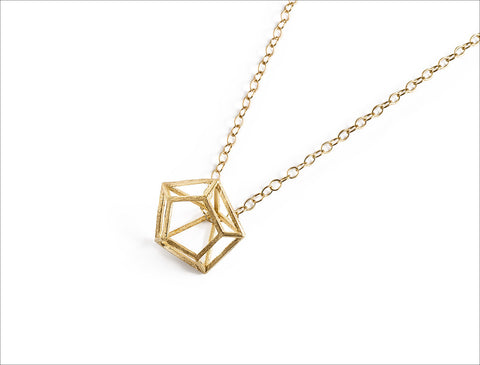 3D Diamond Necklace Gold-Filled