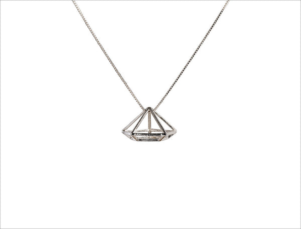 3D Diamond silver Necklace 