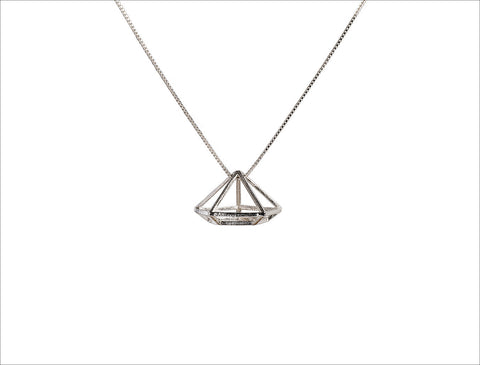 3D Diamond Necklace Silver