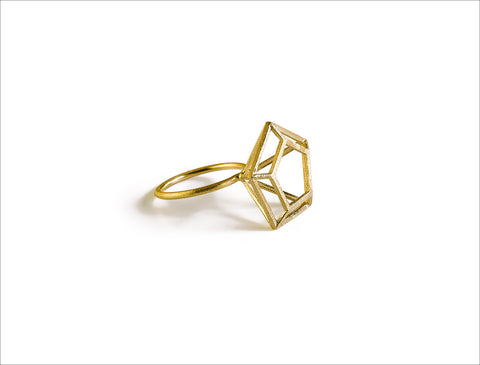 3D Diamond Ring Gold-filled