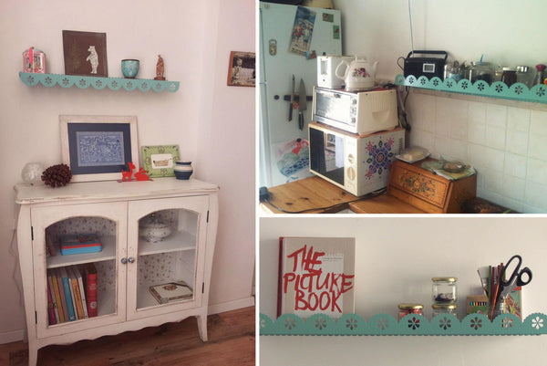 Long Blue Lace Shelf
