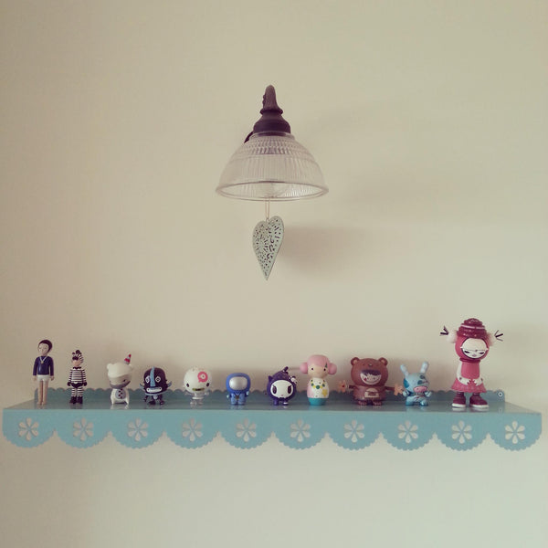 Long Blue Lace Shelf