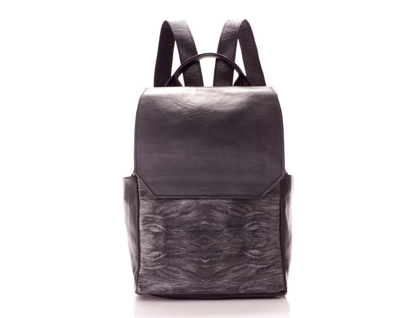 ALEX (Black with Black Feather Print)