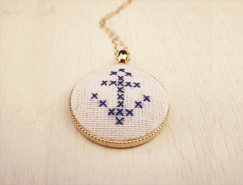 Hand-Stitched Anchor Necklace