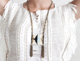 Beige & Aqua Native Pendant Necklace