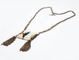 Beige & Aqua Native Pendant Necklace