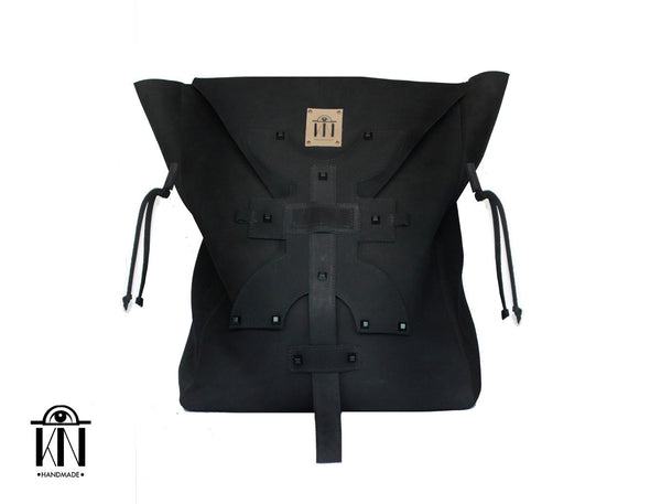 Black Leather Backpack KN