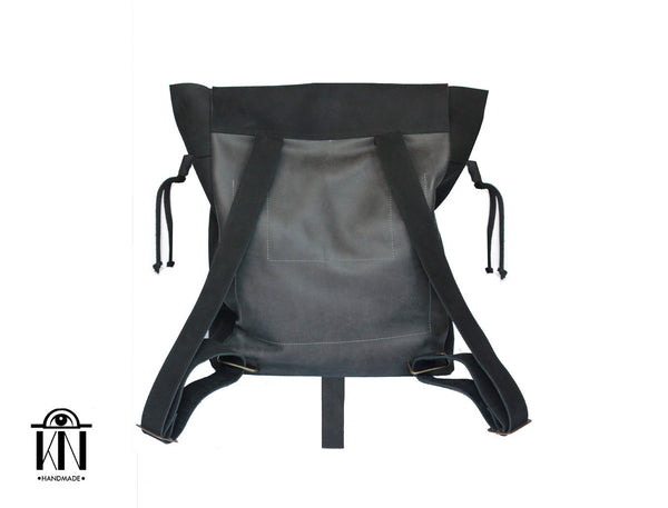 Black Leather Backpack KN