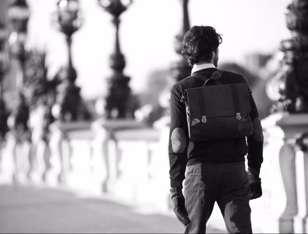 Dark Gray Leather Satchel Bag