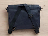 Dark Gray Leather Satchel Bag