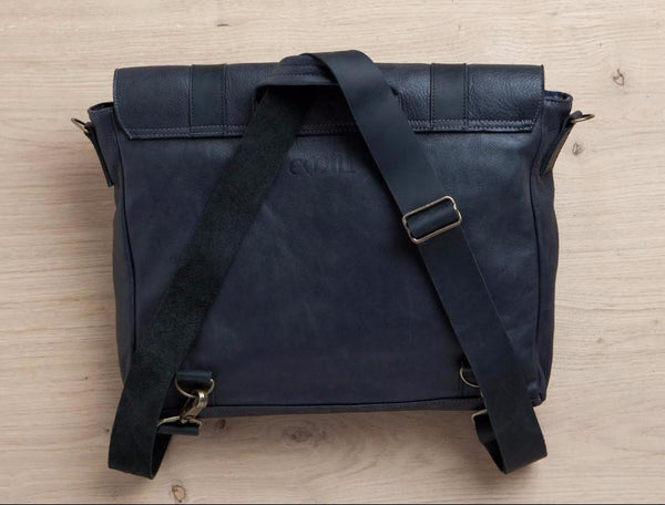 Dark Gray Leather Satchel Bag