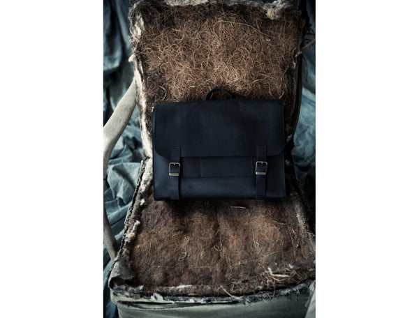 Black Leather Satchel Bag