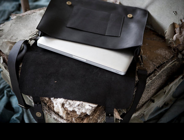 Black Leather Satchel Bag