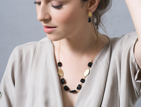 Black Onyx Nuggets Necklace