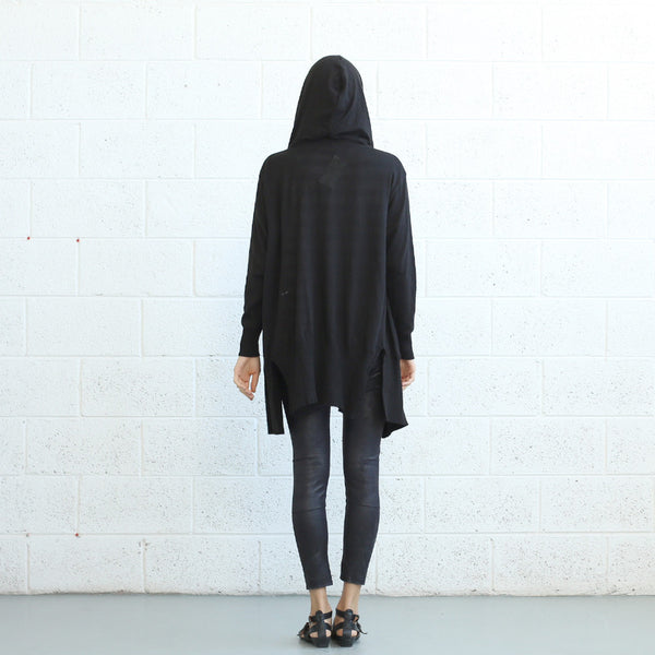 Long Knitted Cardigan, Black Naftul