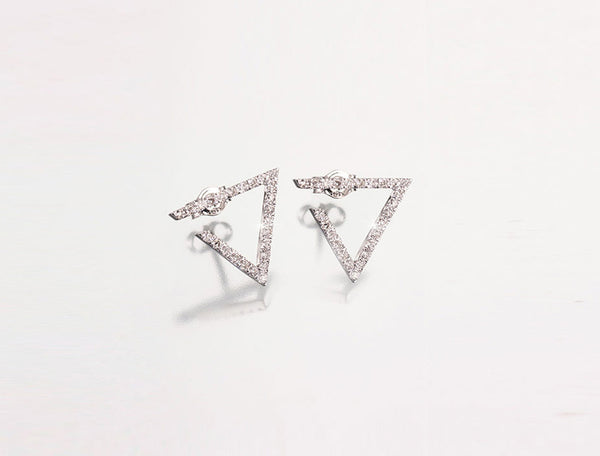 Disc Jockey 14K & Diamond Triangle Earrings