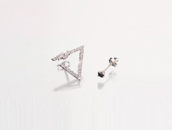 Disc Jockey 14K & Diamond Triangle Earrings