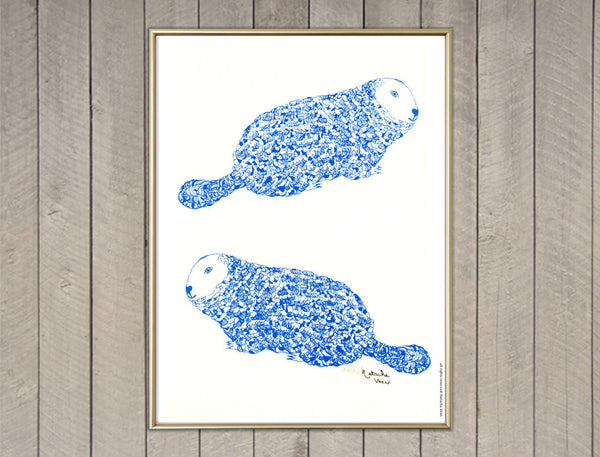 "Blue Marmot" Screen Print Natacha Veen