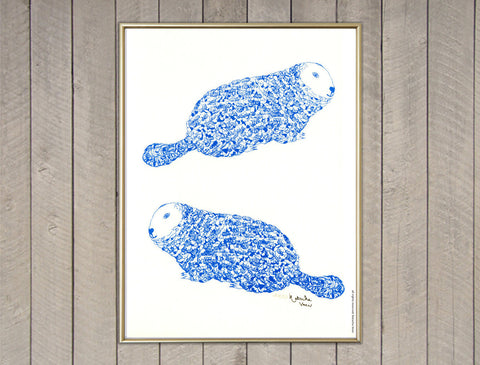 "Blue Marmot" Screen Print