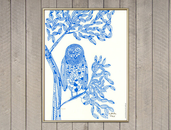 "Blue Owl" Screen Print Natacha Veen