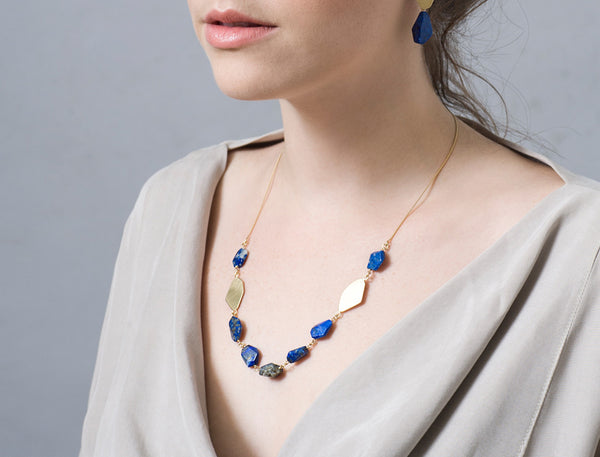 Blue Lapis Nuggets Necklace