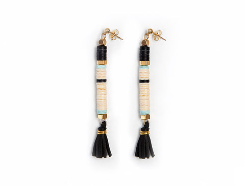 Blue Rod & Tassel Earrings