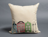 Pompaleh Blue, Pink + Green Dutch Street Scene Decorative Pillow