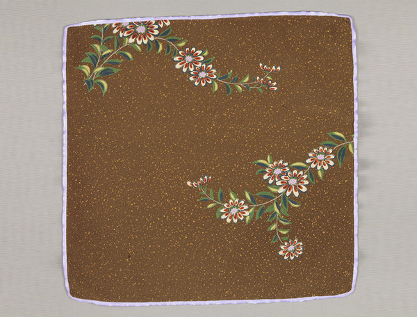 Brown and Lavender Daisy Pocket Square Faburiq