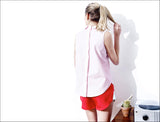 Buttoned Back Sleeveless Shirt
