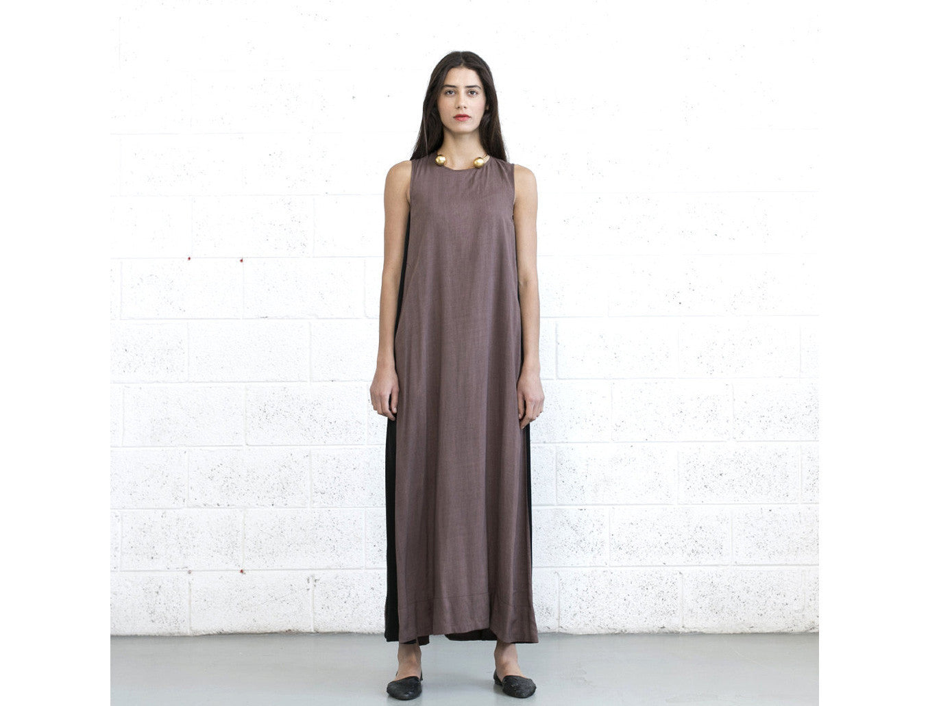 Color Block Maxi Dress - Brown/Black