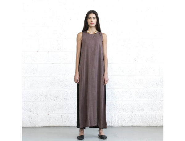 Color Block Maxi Dress - Brown/Black