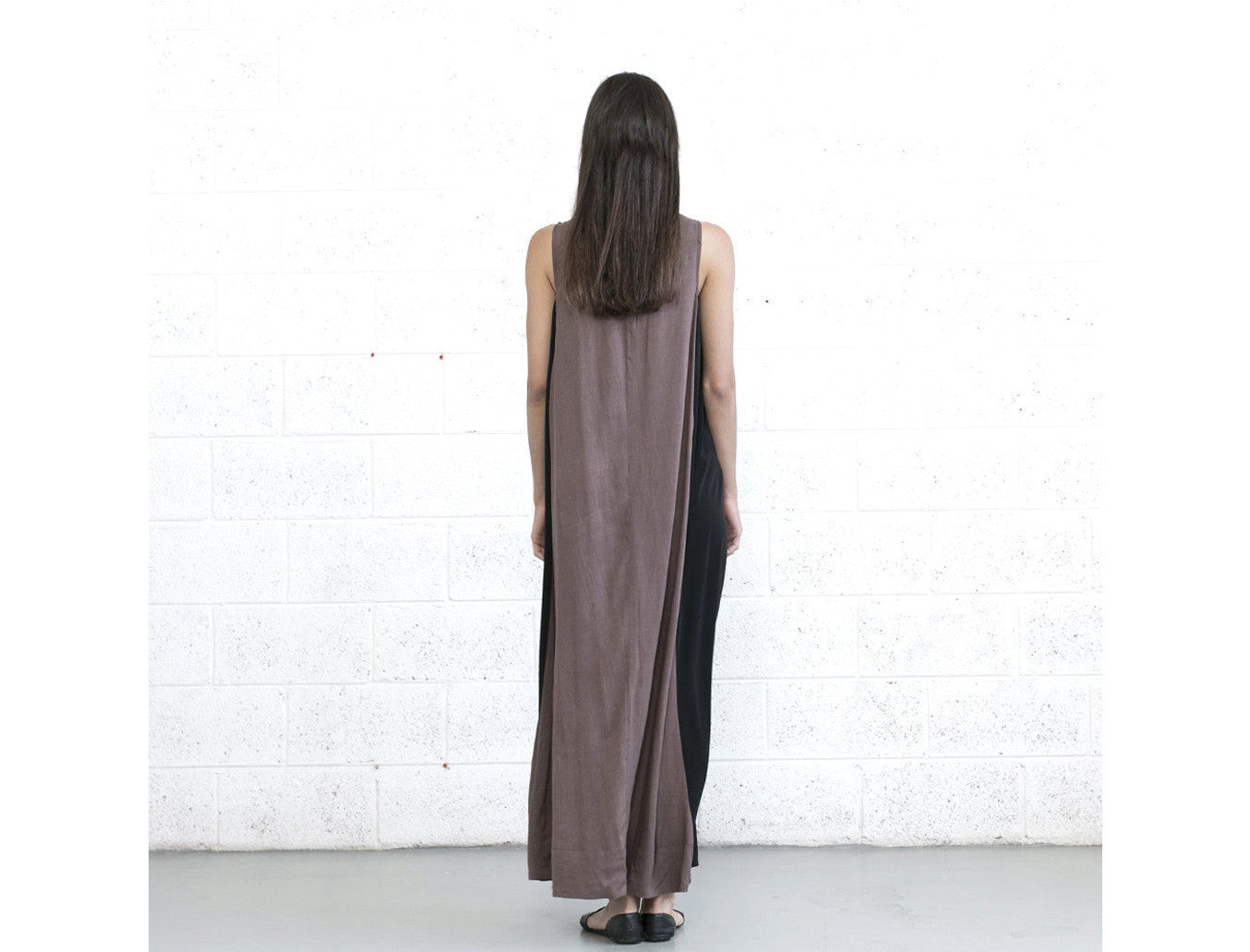 Color Block Maxi Dress - Brown/Black
