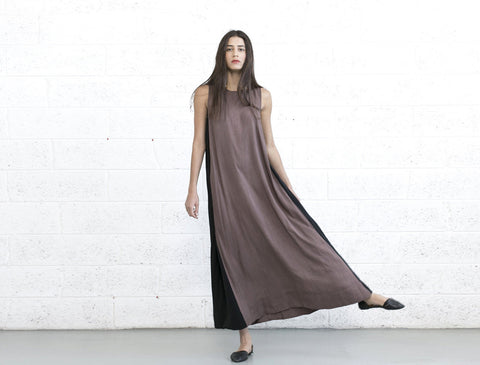 Color Block Maxi Dress - Brown/Black