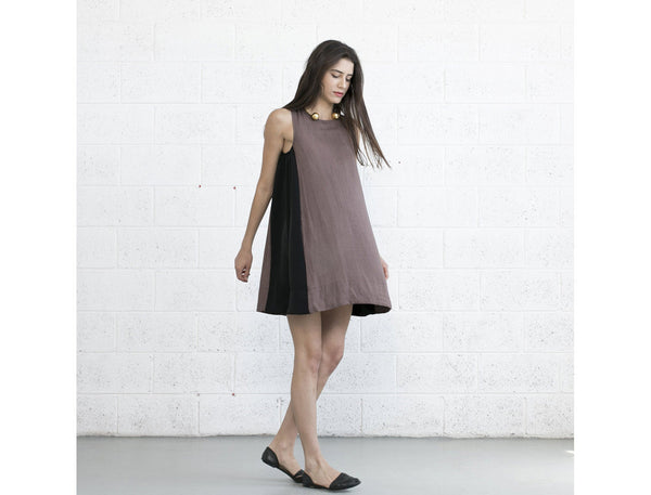 Color Block Sun Dress - Brown/Black