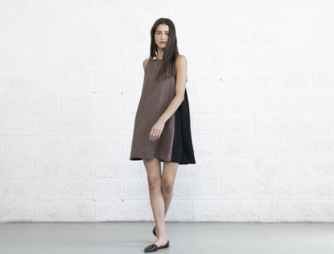 Color Block Sun Dress - Brown/Black