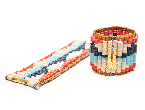 Coral & Beige Ikat Bracelet