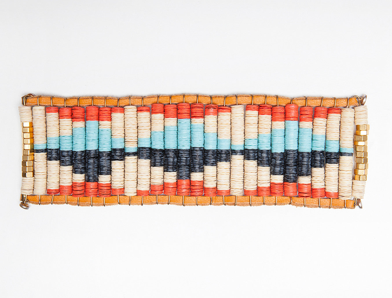 Coral & Beige Ikat Bracelet
