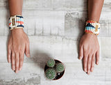 Coral & Beige Ikat Bracelet