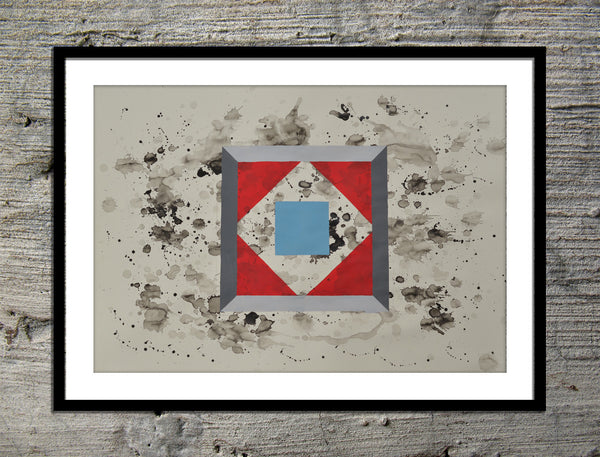 Cube in Red, Blue + Grey