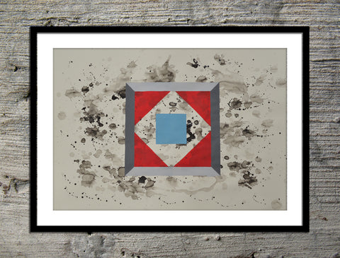 Cube in Red, Blue + Grey
