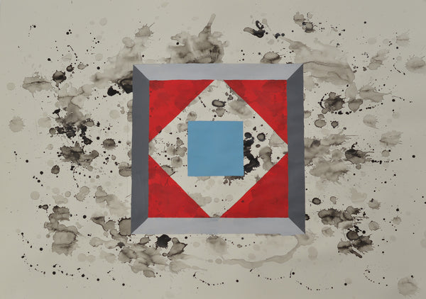 Cube in Red, Blue + Grey