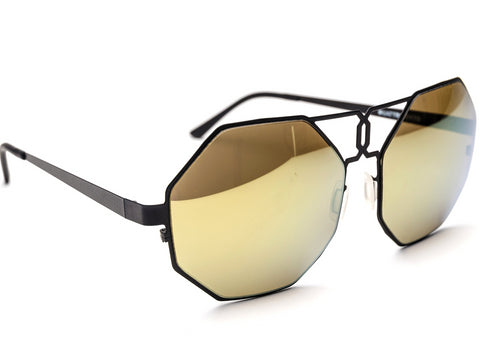 Gonzo - Black With Gold Mirrored Lenses