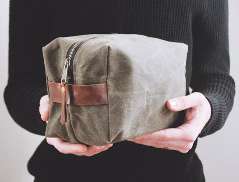 Leather & Waxed Canvas Dopp Kit